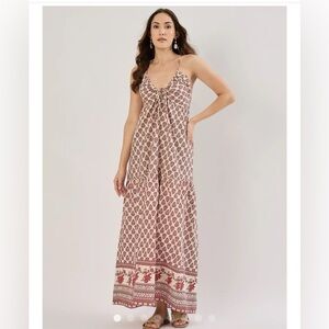 Chic Beige Patterned Maxi Dress